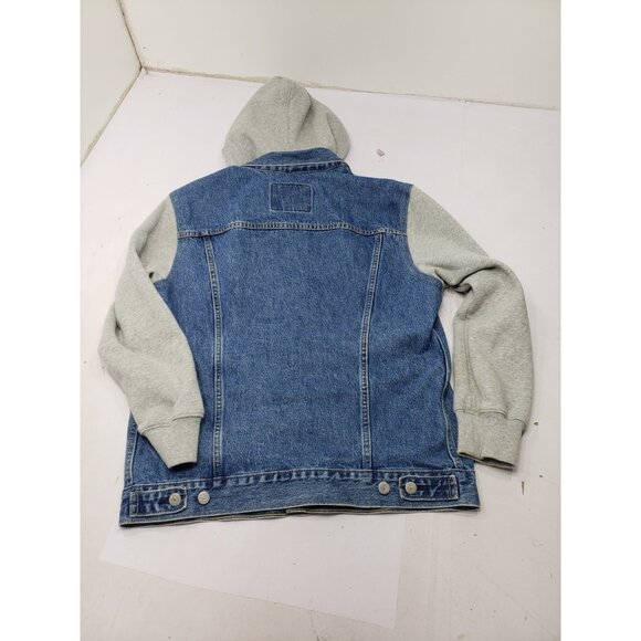Levi Strauss Hybrid Sweatshirt-Style Hooded Original Denim Trucker Jacket Large - Picture 9 of 12